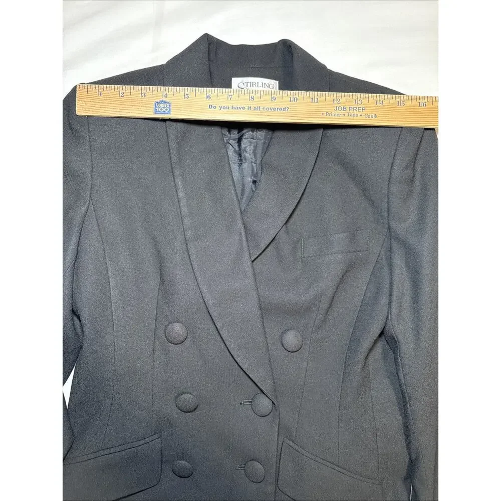 VTG Stirling Cooper Womens Black Blazer Double Breasted Jacket Chic Size 8 EUC - Picture 3 of 13